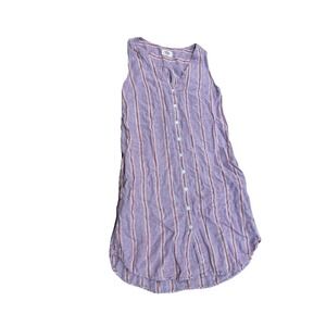 Marine Layer Sleeveless Dress Sundress Knee Length Linen Blend Stripe S Purple